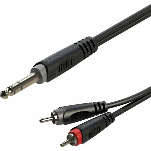 ROXTONE RAYC110/2 Аудио-кабель D:4x8mm, 2x1x0,14mm2, Экр:90%, (6,3mm Stereo Jack 2 x RCA), 2 м roxtone rayc150 3 аудио кабель 3 5мм stereo jack 2 x rca m 3 м