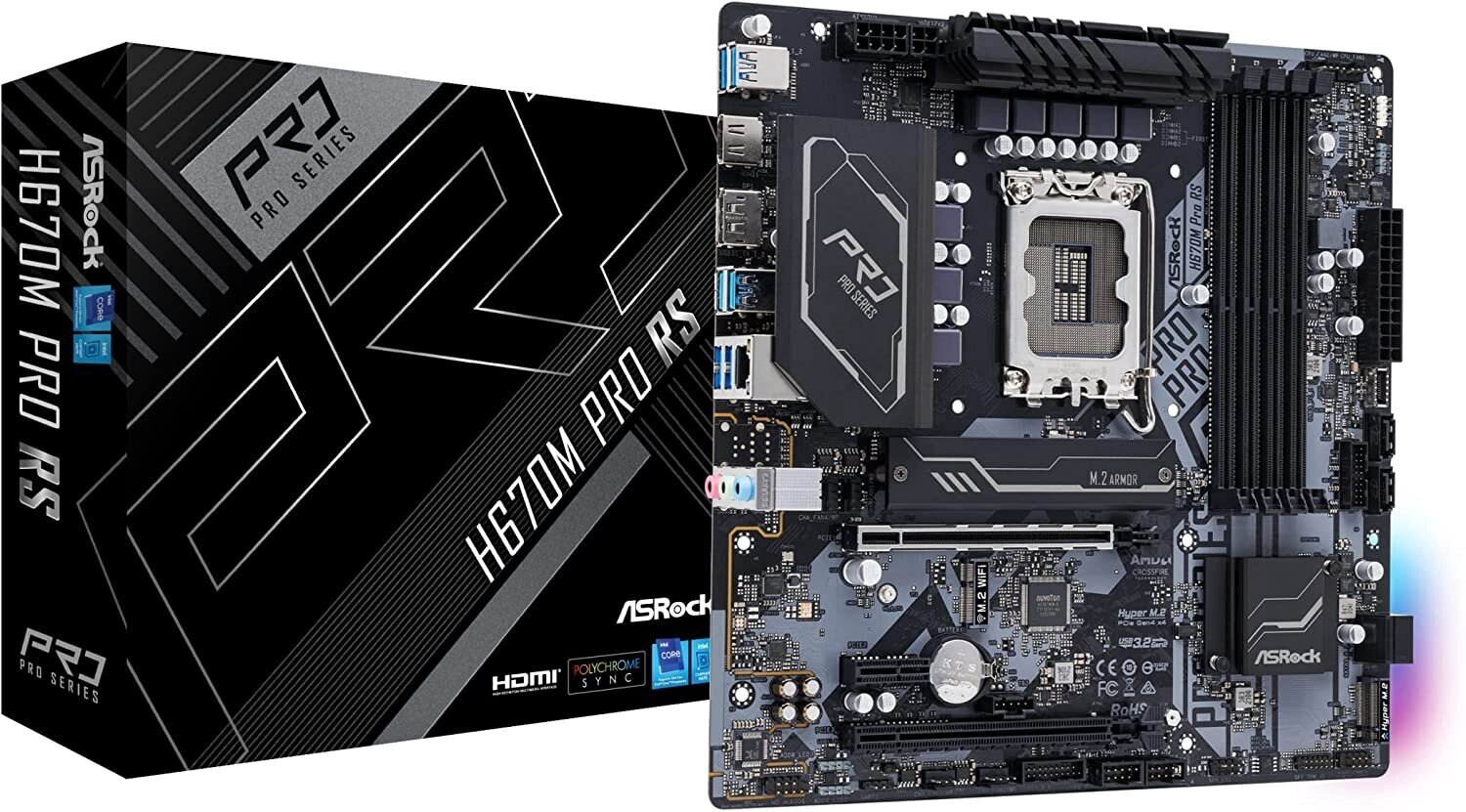 Материнская плата Asrock H670M PRO RS, Soc-1700, mATX - фото №7