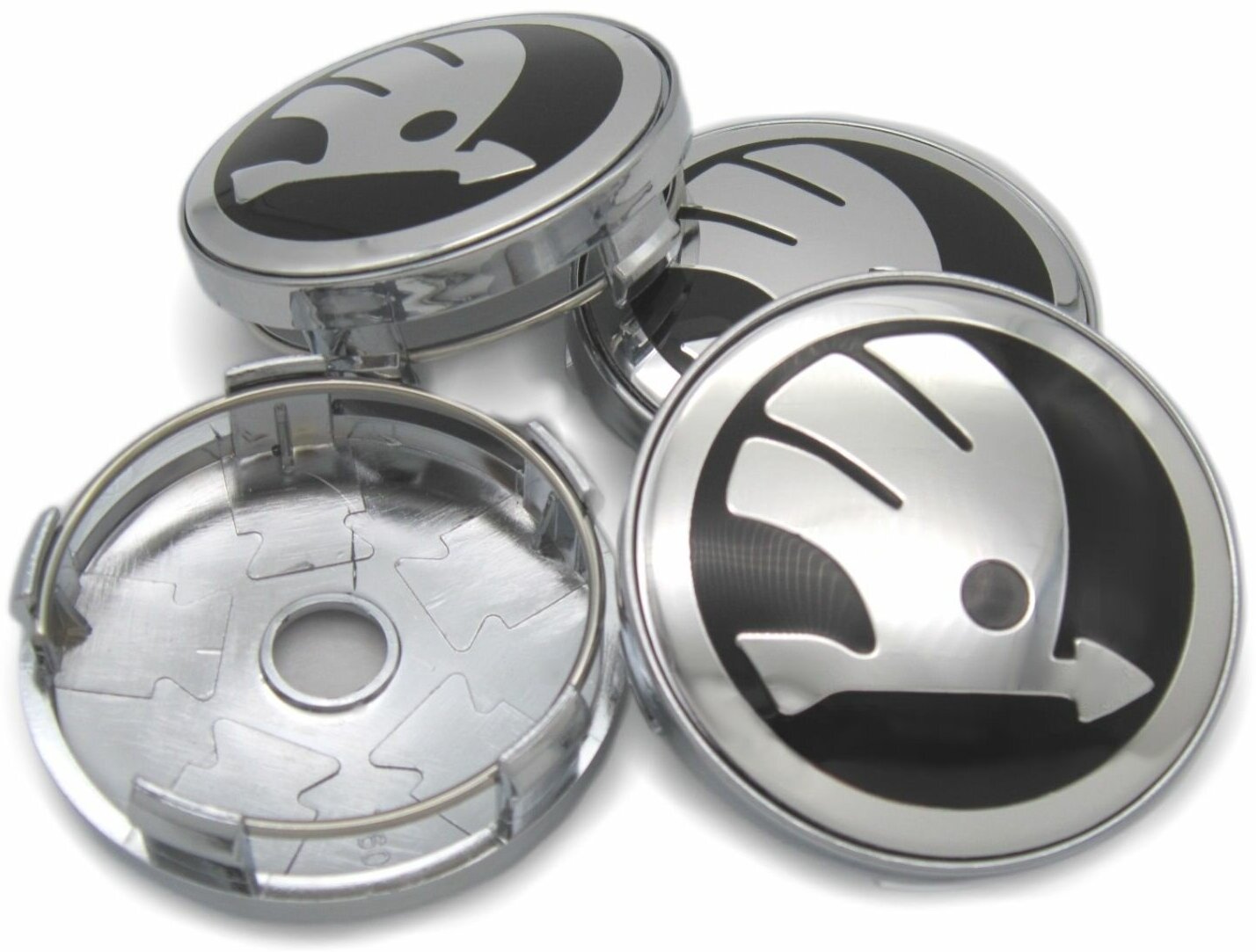 Колпачки заглушки на литые диски Шкода новый логотип 60/56 мм комплект 4 шт.