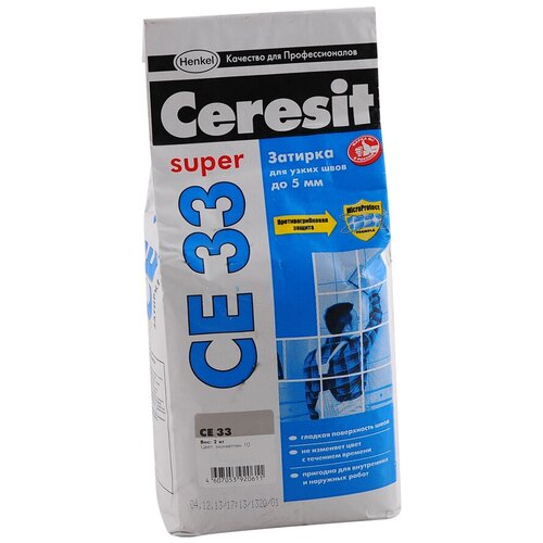 Затирка Ceresit CE 33 Super, 2 кг, манхеттен 10 затирка ceresit ce 33 super 2 кг 2 л графит 16