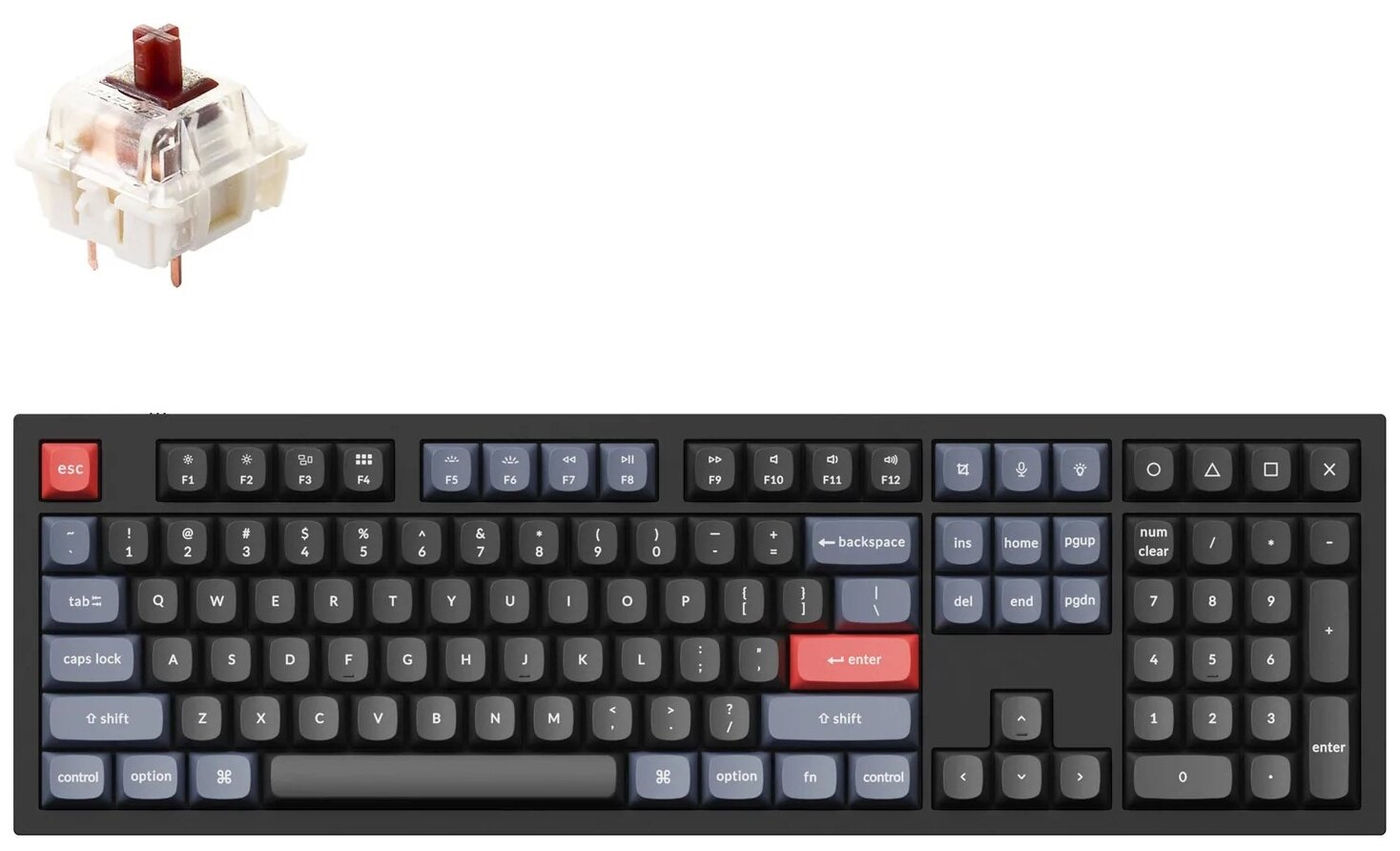 Клавиатура Keychron Q6-M3,RGB подсветка,коричневый свитч,104 кнопоки, цвет черный