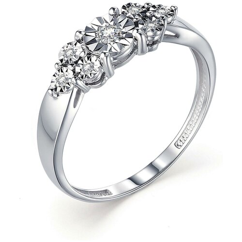 фото Алькор кольцо с 7 бриллиантами из белого золота 13254-200, размер 17