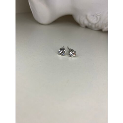 Серьги XUPING JEWELRY, стекло, фианит, размер/диаметр 4 мм, серебряный серьги xuping jewelry стекло фианит размер диаметр 3 мм серебряный