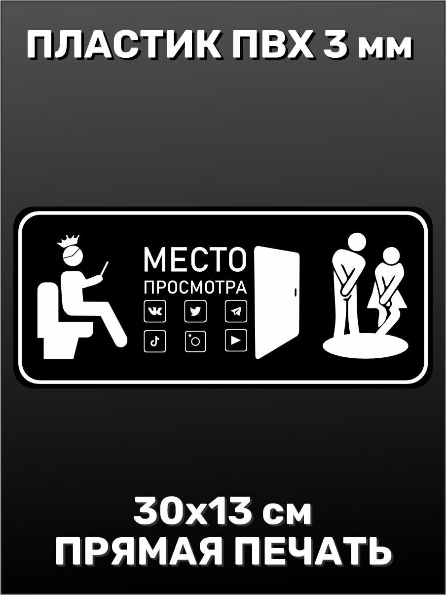 Информационная табличка на дверь - Туалет место для просмотра 30х13 см