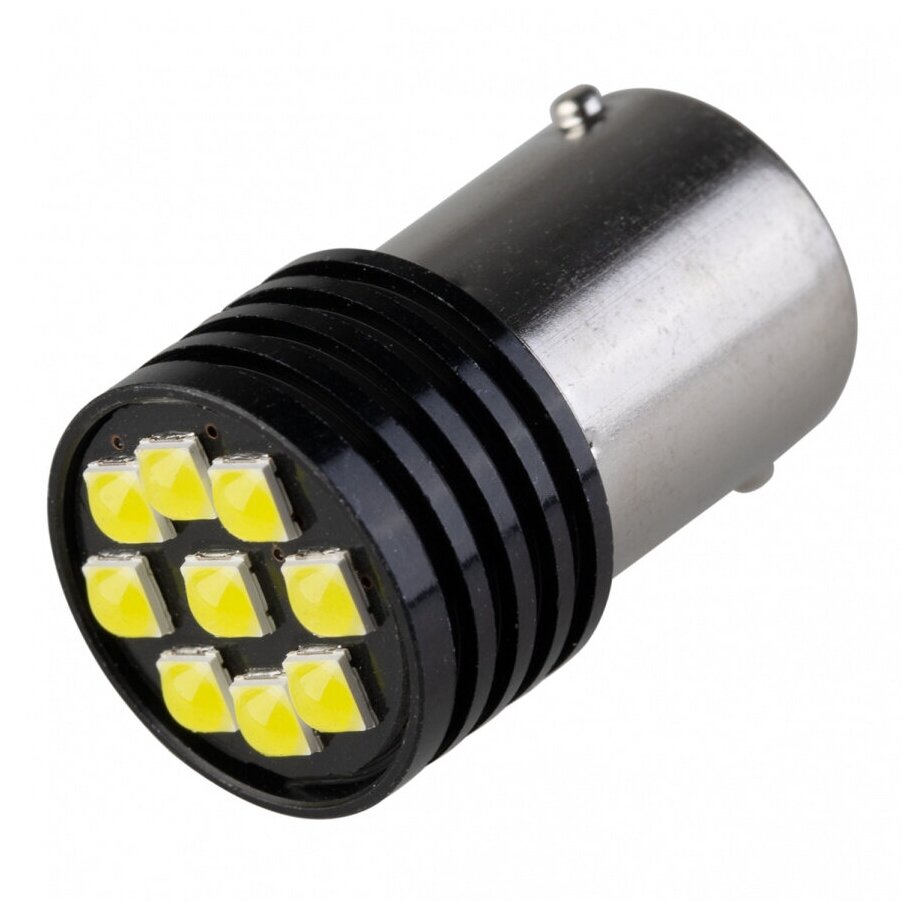 Автолампа диод S25 (P21W) 12V 9 SMD диодов BA15s 1-конт Белая SKYWAY Противотуманные, стопы, задний ход, повороты, S08201544