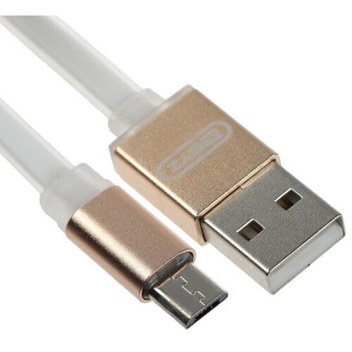 Кабель BYZ BL-605, microUSB - USB, 2.1 А, 1.2 м, ПВХ, бело-золотистый