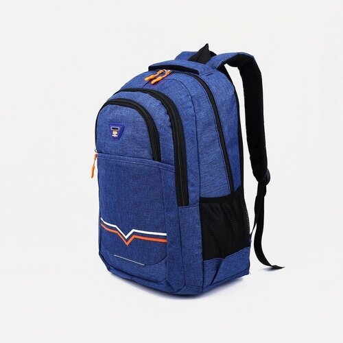 Рюкзак на молнии, 2 наружных кармана, цвет синий рюкзак на молнии 2 наружных кармана цвет черный синий