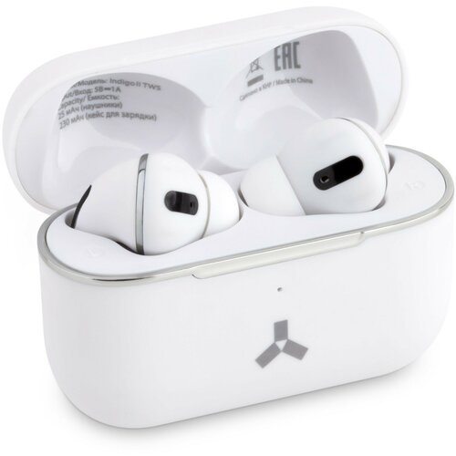 Наушники Indigo II TWS вакуумные беспроводная зарядка до 4 часов белые 312800₽