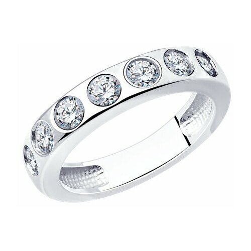 Кольцо Diamant, серебро, 925 проба, фианит, размер 17.5, белый