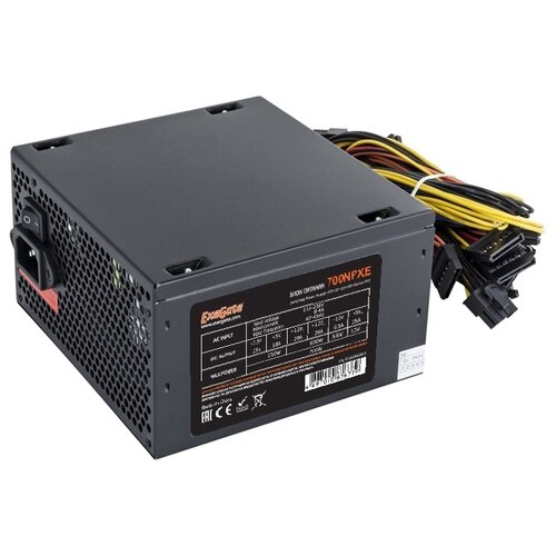 Блок питания ExeGate ATX-700NPXE 700W + кабель 220V с защитой от выдергивания черный