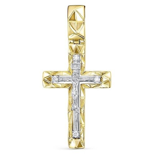Крестик Бриллианты Костромы, красное золото, 585 проба, бриллиант крест даръ крест из красного золота с бриллиантами 20220