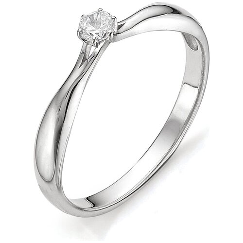 фото Алькор кольцо с бриллиантом из белого золота 12071-200, размер 18
