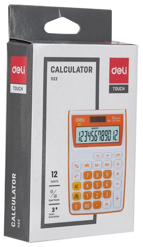 Калькулятор настольный Deli E1122/GREY серый - фото №4