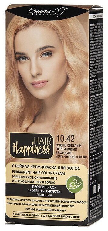 HAIR Happiness Стойкая крем-краска для волос тон № 10.42 Очень светлый персиковый блондин