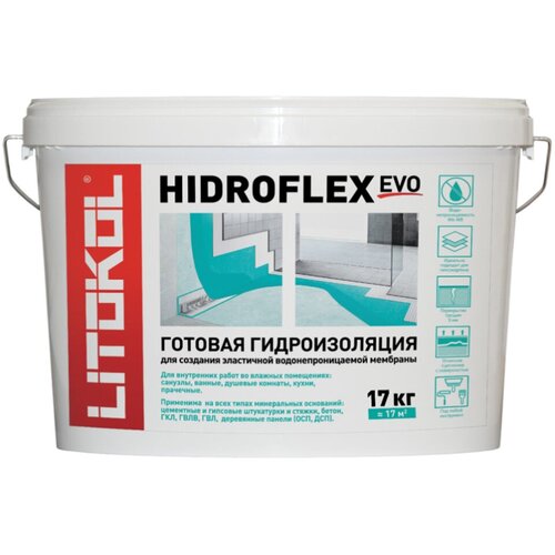 Гидроизоляция Litokol Hidroflex, 17 кг гидроизоляция обмазочная полимерная litokol hidroflex 10 кг