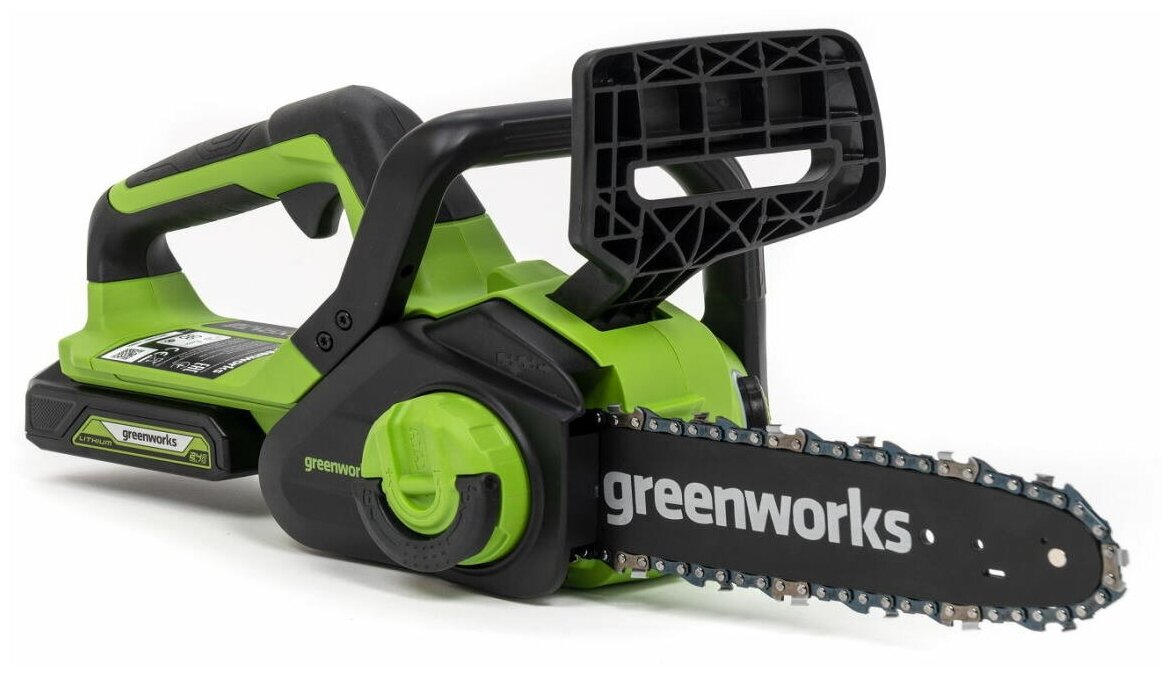 Цепная пила аккумуляторная GreenWorks GD24CS30 2007007UA, 24V, 30см, бесщеточная, c АКБ 2 АЧ и ЗУ - фотография № 9