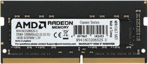 Оперативная память AMD R9 DDR4 - 16GB, 3200 МГц, SO-DIMM, CL22, RTL (r9416g3206s2s-u)