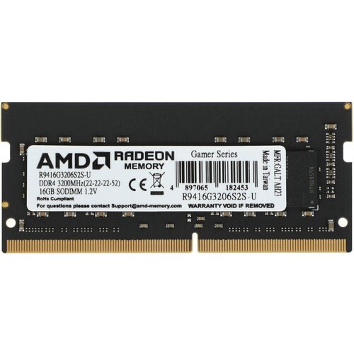 Память DDR4 16Gb 3200MHz AMD R9416G3206S2S-U R9 RTL PC4-25600 CL22 SO-DIMM 260-pin 12В Ret 4230₽