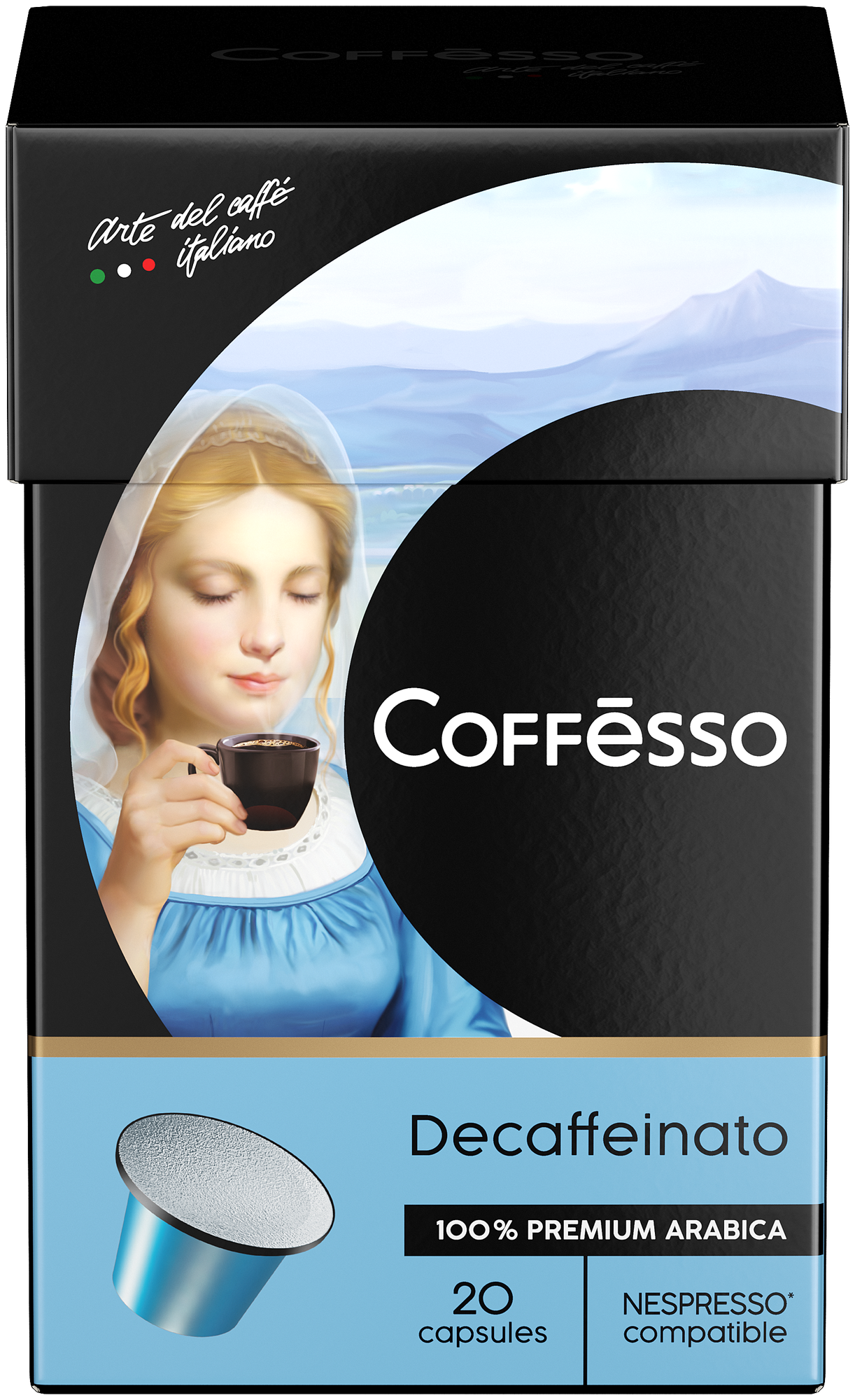 Кофе в капсулах Coffesso Decaffeinato Blend, интенсивность 4, 20 шт