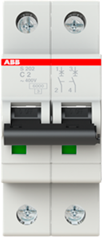 S202 C2 Автоматический выключатель 2-полюсный, 2А, 6кА (хар-ка C) ABB, 2CDS252001R0024 - фотография № 5