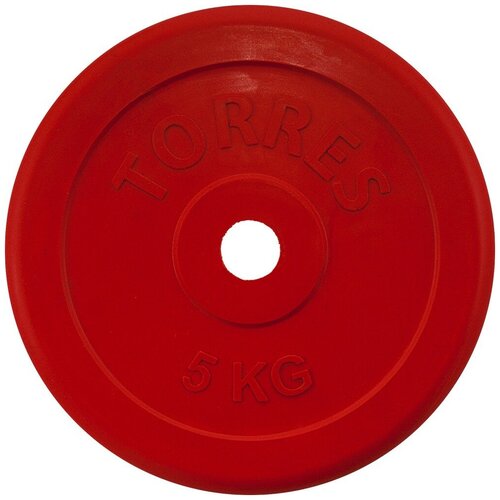 Диск обрезин. TORRES 5 кг арт. PL50405, d.25мм, металл в резиновой оболочке, красный