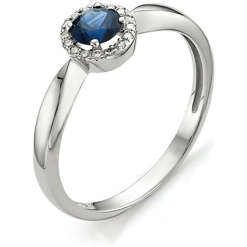 фото Алькор кольцо с бриллиантами, сапфиром из белого золота 11063-202, размер 18.5