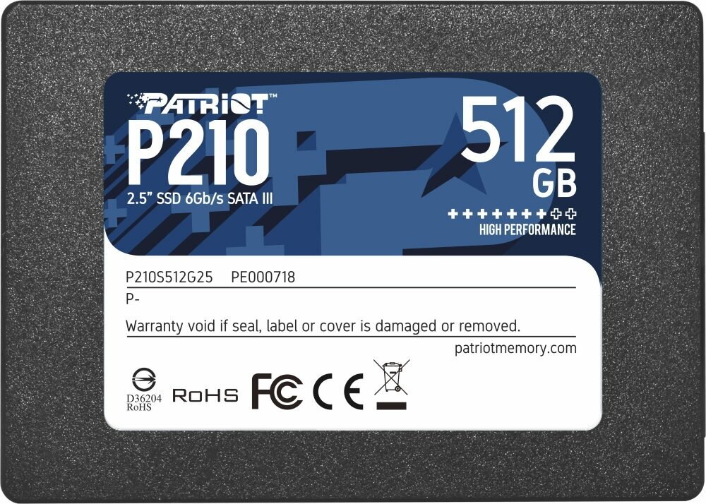 Твердотельный накопитель Patriot Memory P210 512 ГБ SATA P210S512G25