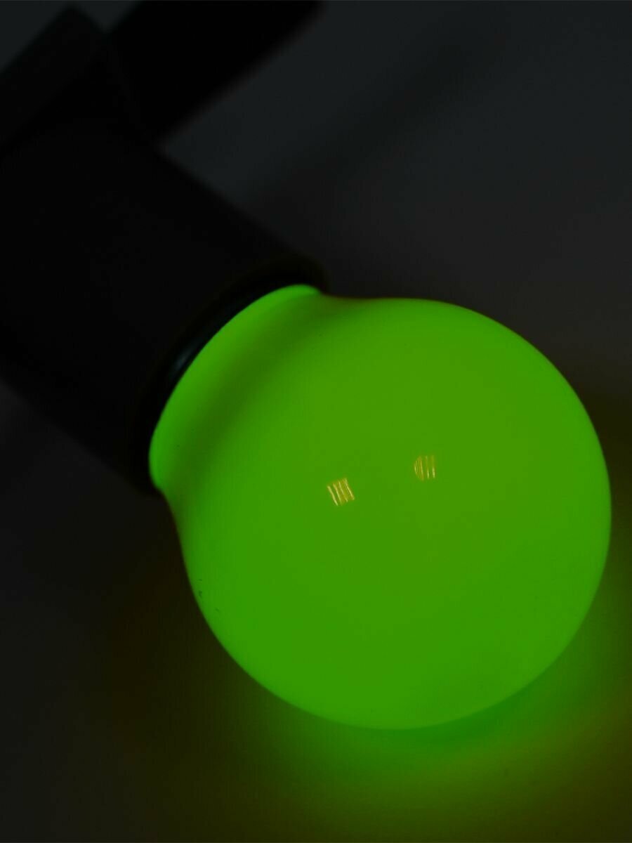 Лампа шар e27 5 LED Ø45мм - зеленая - фотография № 3