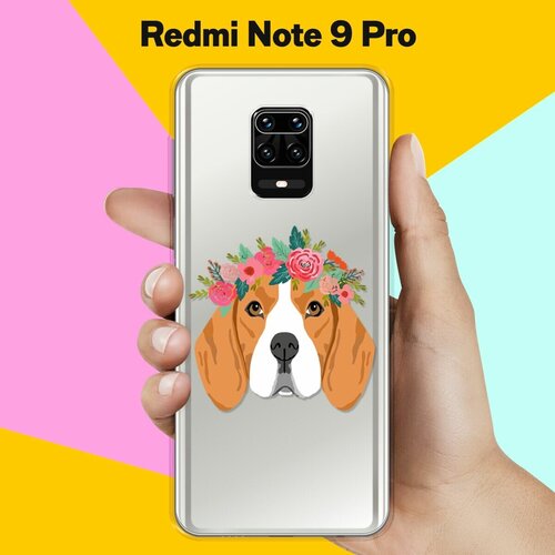 Силиконовый чехол Бигль с цветами на Xiaomi Redmi Note 9 Pro силиконовый чехол бигль на xiaomi redmi note 9 pro