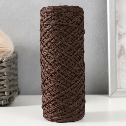 Шнур для вязания 100% полиэфир, ширина 3 мм 100м (шоколад) клапан для вязания сумки 16 х 21 см цвет техас шоколад