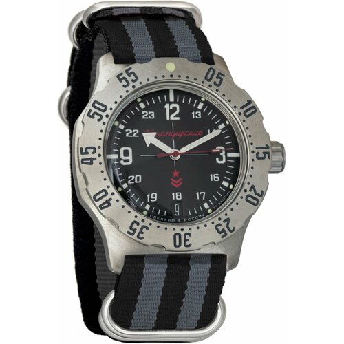 Мужские наручные часы Восток Командирские 350503-black-grey, нейлон, серый/черный