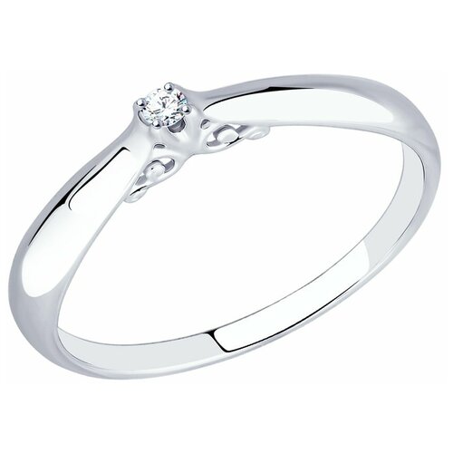 фото Sokolov помолвочное кольцо из серебра с бриллиантом 87010011, размер 17.5