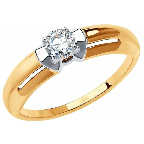 фото Sokolov кольцо из золота с фианитом swarovski 81010485, размер 17.5