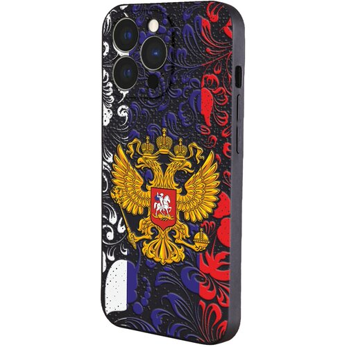 Силиконовый чехол с защитой камеры Mcover для Apple iPhone 13 Pro Max с рисунком Символика РФ силиконовый чехол mcover для apple iphone 12 pro с рисунком символика рф