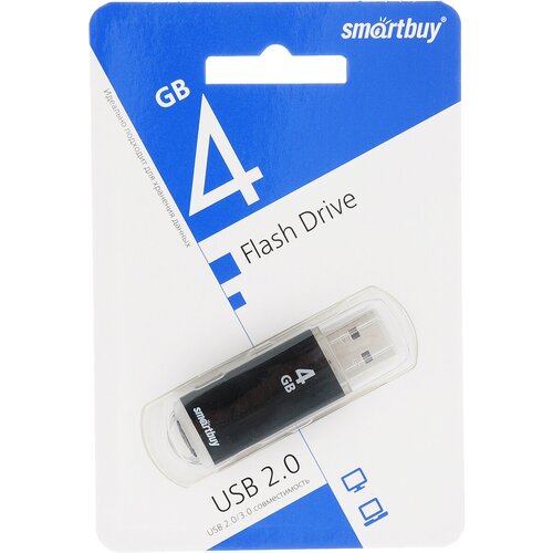 USB накопитель 4 GB Smart Buy V-Cut Black usb накопитель 64 gb smart buy v cut black