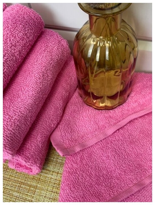 Полотенце (Салфетка) Махровое кухонное Ярко-Розовый 30х30 (10 шт.) - фотография № 3