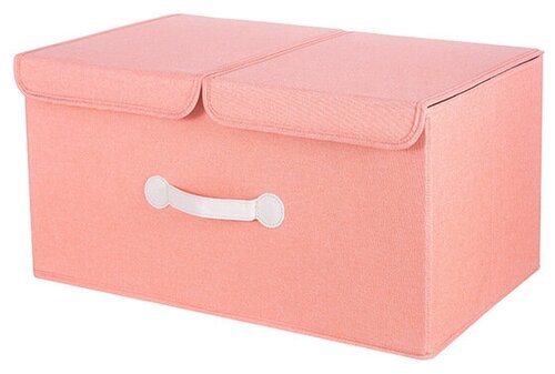 Коробка для хранения вещей / Контейнер с крышкой / Два отделения / размер 50*29.5*20 розовый