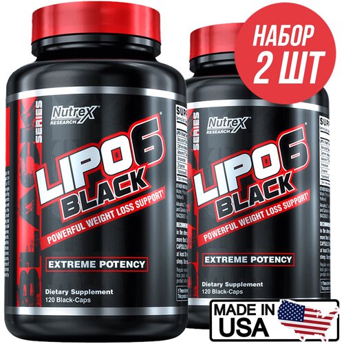 Жиросжигатель Nutrex Lipo-6 Black - 240 капсул (USA Version) (2 шт по 120 капсул) nutrex lipo 6 120 капсул