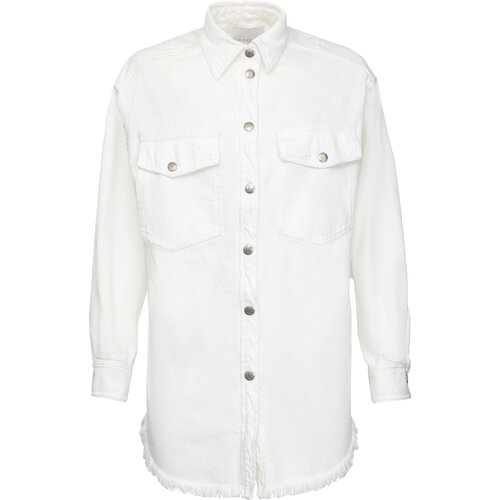 Рубашка , повседневный стиль, прямой силуэт, длинный рукав, карманы, однотонная, размер 44, белый