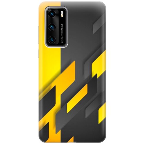 фото Ультратонкий силиконовый чехол-накладка для huawei p40 с принтом "черно-желтая абстракция" gosso
