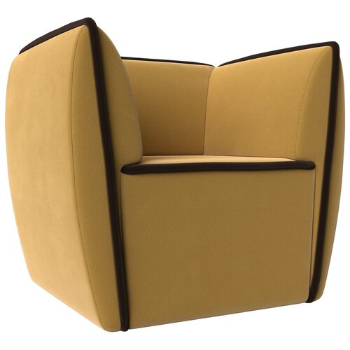 Кресло Лига Диванов Бергамо микровельвет желтый\коричневый (112003) кресло лига диванов неаполь рогожка коричневый 111970