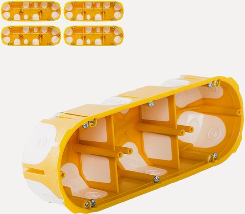 Изображение товара Kopos 50. Трехместный герметичный подрозетник в дерево, гипсокартон, глубина 50 мм KPL 64-50/3LD, комплект 4 шт.