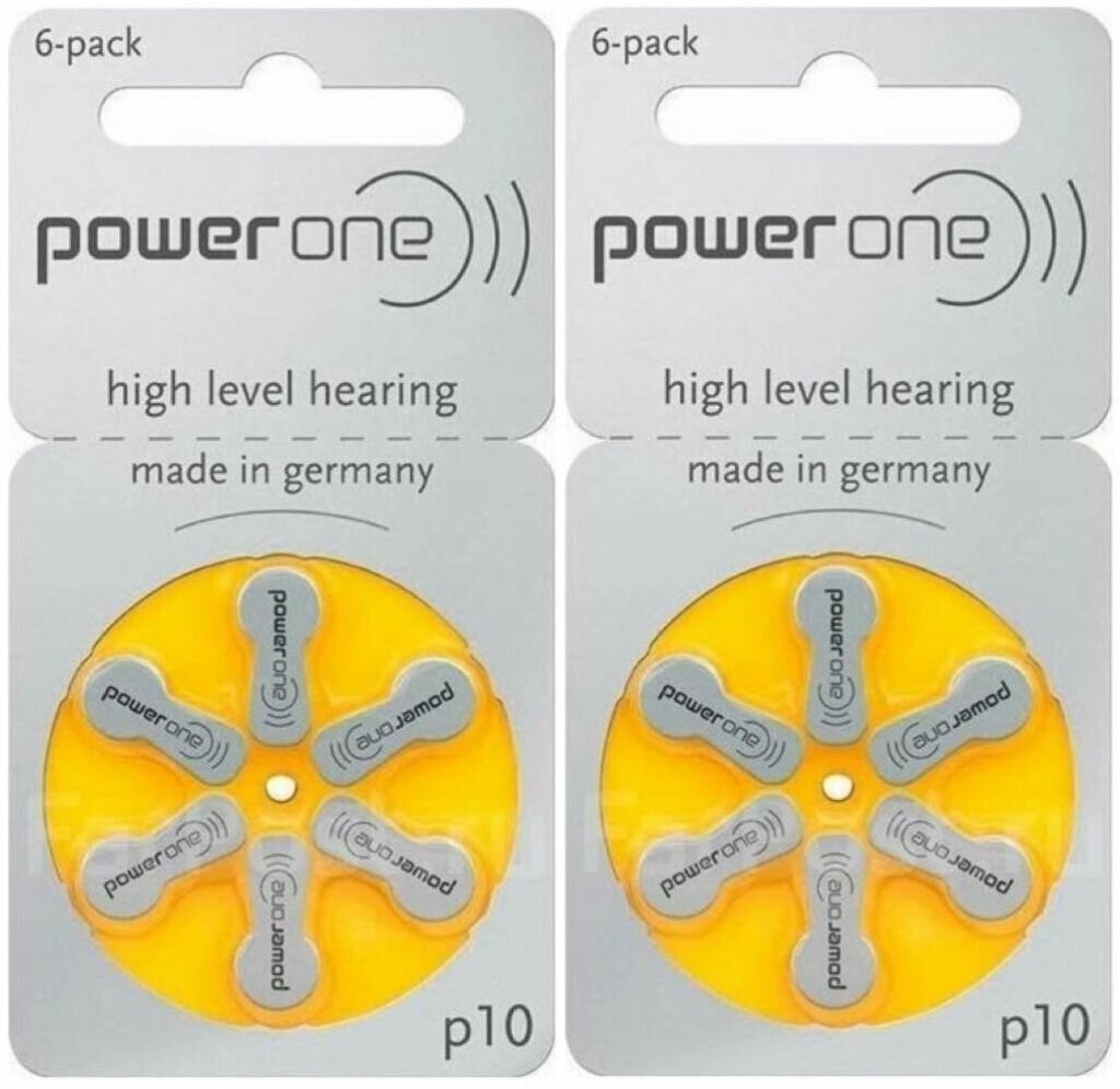 Батарейки для слуховых аппаратов Power One тип 10 2 блистера = 12 батареек