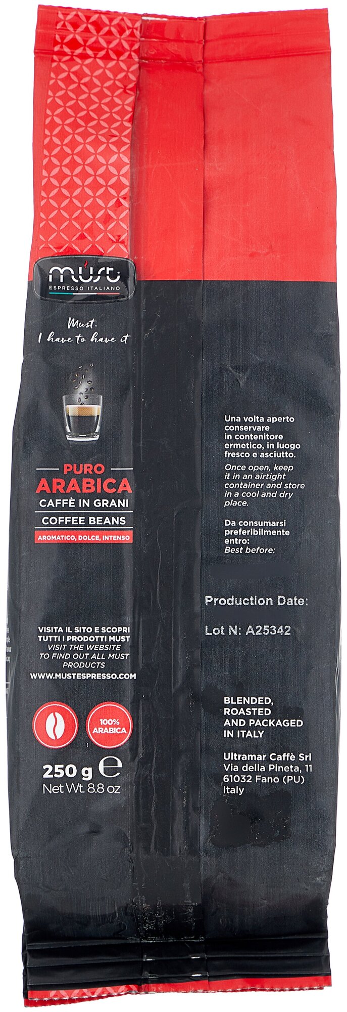 Кофе в зернах Must Pure Arabica (Пуро Арабика) 250г - фотография № 2