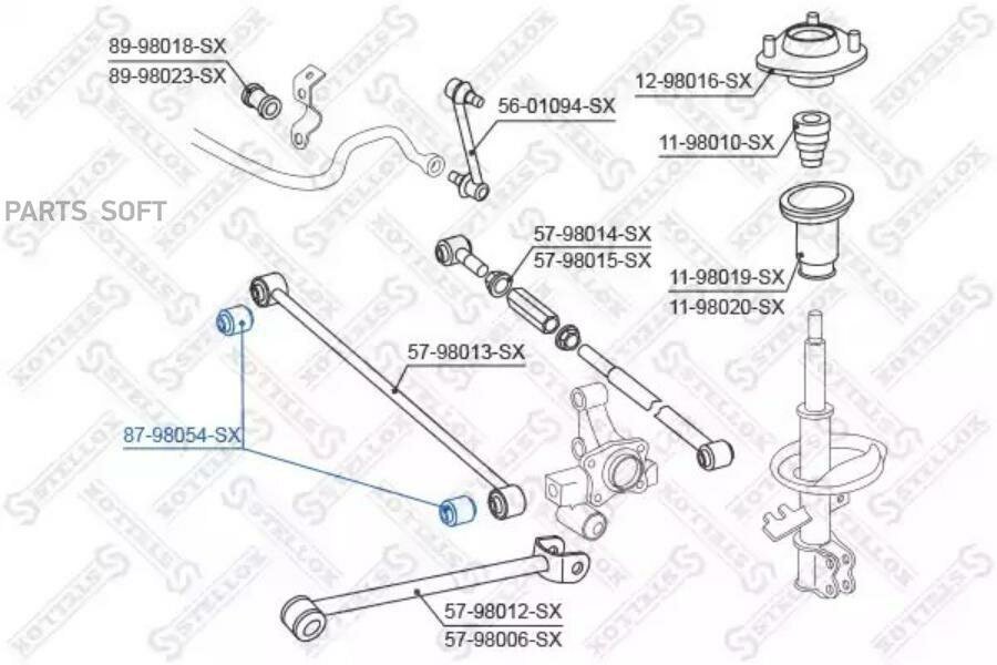 STELLOX 8798054SX 87-98054-SX_сайлентблок зад. рычага зад. подвески\ Toyota Corolla E100/E110 92-01