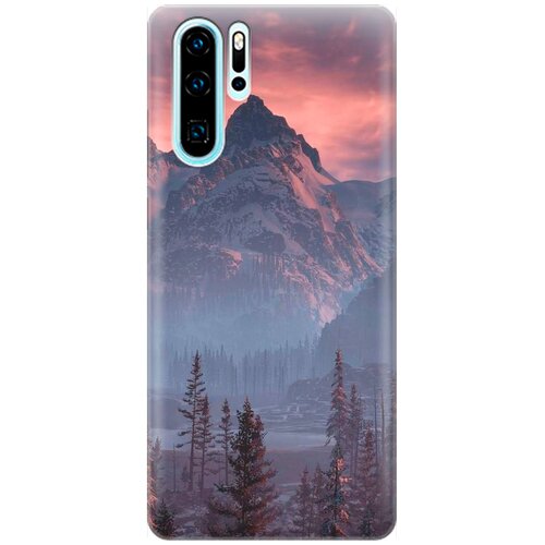 фото Re:pa накладка transparent для huawei p30 pro с принтом "лес, горы, зарево"