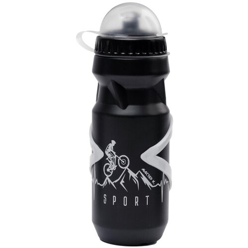 Бутылка для воды велосипедная 650мл Мастер К, с креплением, черная,7611090