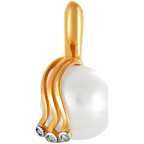 фото Примаэксклюзив подвеска с жемчугом и фианитами из красного золота 390-1-784р