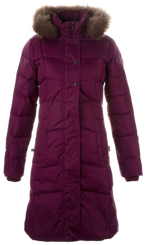 Парка Huppa зимняя зимний, карманы, капюшон, отделка мехом, мембранный, размер 140, фиолетовый, бордовый