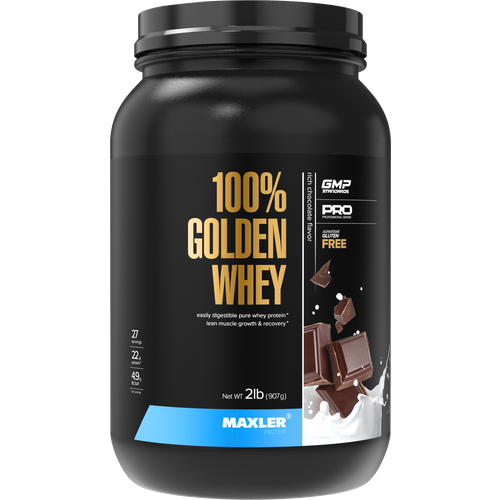 Протеин Maxler 100% Golden Whey New, 908 гр., насыщенный шоколад maxler сывороточный протеин 100% golden whey насыщенный шоколад usa